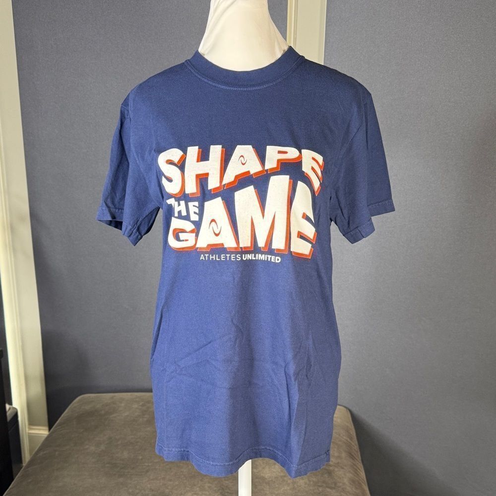 Adult Unisex Athletes Unlimited Blue SHAPE THE GAME Short Sleeve T-Shirt Size S